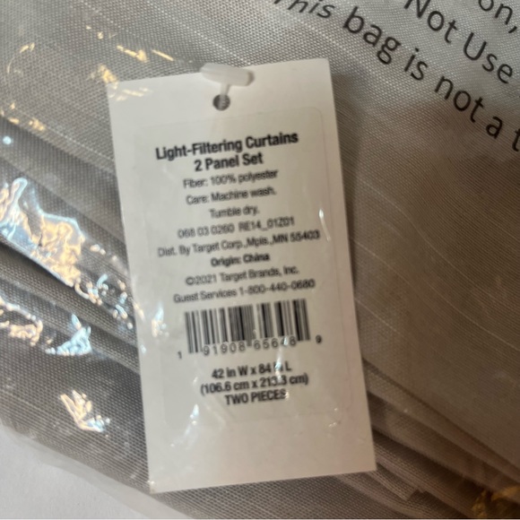 2pk (42” W x 84” L) Light Filtering Curtain Panel - Room Essentials ™ in Beige. - Picture 3 of 9